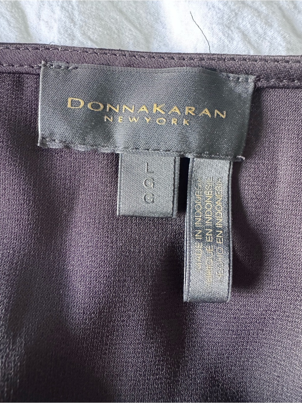Donna Karan Black Satin faux Wrap Blouse with Side Tie - Picture 8 of 14